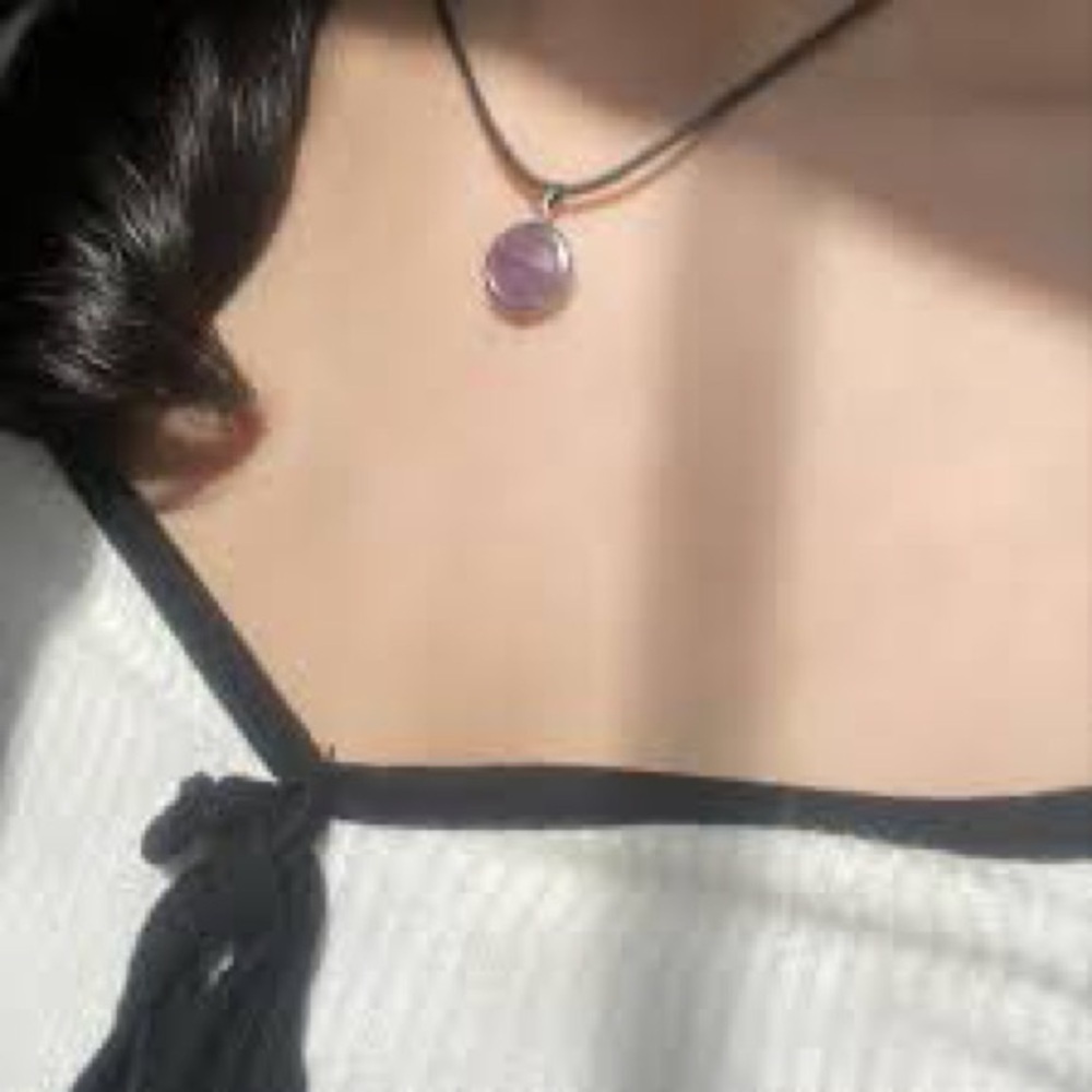 Abstract Fluid Art Hand-Poured Acrylic Necklace Elegant Purple Pendant Necklace - Picture 6 of 6